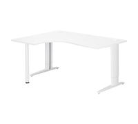 Bureau compact Excellens L 160 cm blanc retourà gauche réglable en hauteur piétement métal Plus blanc - - Bruneau