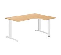 Bureau compact Excellens L 160 cm hêtre retour à droite piétement métal Plus blanc - - Bruneau