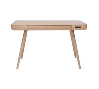 Bureau connecté multimédia avec tiroir bois clair massif L120 cm CLEVER