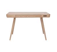 Bureau connecté multimédia avec tiroir bois clair massif l120 cm clever