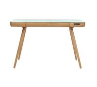 Bureau connecté multimédia avec tiroir en verre et bois clair l120 cm clever