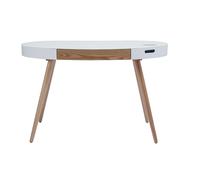 Bureau connecté multimédia verre blanc et bois clair L120 cm HANDY