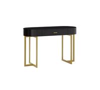 Bureau console avec 1 tiroir - MDF laqué et métal - Noir et doré - TORELI