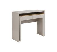 Bureau console extensible avec 2 tiroirs - Beige et naturel - LOAVIA