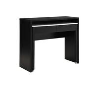 Vente-unique - Bureau Console Extensible avec 2 tiroirs - Noir et Effet marbre Blanc - LOAVIA - avec Rangement