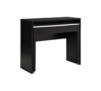 Bureau console extensible avec 2 tiroirs - Noir et effet marbre blanc - LOAVIA