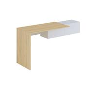 Bureau console suspendu avec 2 placards - Coloris : Naturel et blanc - MOLAWA