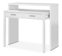 Bureau Console, Table D'Étude, Console Extensible, Finition Blanche Artik, Dimensions : 98,5 Cm (Longueur) X 30-66 Cm (Profondeur)