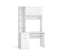 Vicco Bureau Crossline, Blanc, 120.1x59.5cm, avec Plateau Clavier Extensible et Utilisation combinée