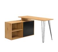 Bureau d’angle en MDF - Chêne - 130 x 110 x 74,5 cm - Style industriel