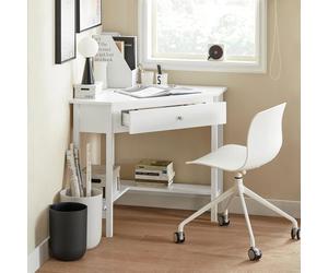 Bureau d’Angle SoBuy Table Informatique avec Grand Plateau Tiroir et 2 Étagères Bureau Compact Blanc 76×76×76cm