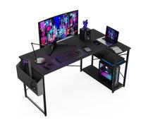 Bureau d'angle, 120x70 cm Gaming Petit Table Forme L Gaming Bureau Etagères Rangements, Angle Réversible Informatique Gamer Etudier