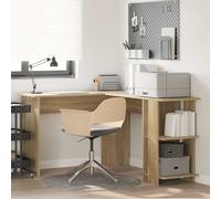 vidaXL Bureau d'angle Station de travail L avec étagère Gris Sonoma 140x113,5x75 cm ergonomique MDF