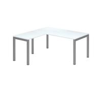 Bureau d'angle Arko L 160 x P 160 cm blanc piètement métal aluminium - - Bruneau
