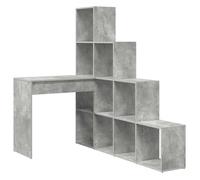 Bureau d'angle avec étagère - vidaXL - Gris Béton - 101,5 x 149,5 x 149,5 cm - Bois d'ingénierie - Rangement intégré