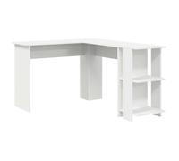 Bureau d'angle avec rangement - vidaXL - Blanc - 140x113.5x75 cm - Bois d'ingénierie - Forme L - Étagères intégrées