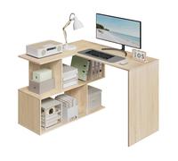 Bureau d'angle avec Rangement - WOLTU Table d'Ordinateur en L - 120x100cm - Chêne Clair