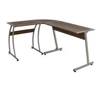 Bureau d'angle bois d'ingénierie - CLARENCE - Marron - 152x117x74 cm - Assemblage requis - Grand espace de rangement