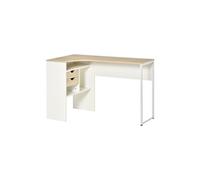 HOMCOM Bureau d'angle Bureau Informatique avec tiroirs Multi-Rangement en Bois Aspect chêne Clair Blanc