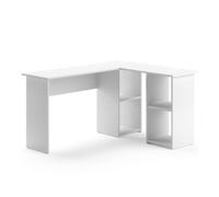 Vicco Bureau d'angle Carlo, Blanc, 136x112cm | avec étagères ouvertes pour une organisation flexible de l’espace de travail