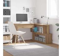 Bureau d'angle chêne Artisanal 200,5x50x76 cm Bois d'ingénierie | Design rotatif, Grand espace de rangement, Surface résistante à l'humidité, Fixation murale incluse