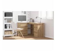 Bureau d'angle chêne artisanal - CLARENCE - 145x100x76 cm - Bois d'ingénierie - 60 kg capacité - Assemblage requis