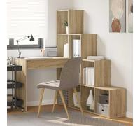 Bureau d'angle Chêne Sonoma 101,5 x 149,5 x 149,5 cm avec Rangements | Bois d'ingénierie, montage flexible, étagères intégrées, fixation murale incluse, entretien facile, style contemporain