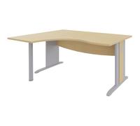 Bureau d'angle compact retour à gauche Axiome - L.160 x P.120 cm - Plateau Hêtre - Pieds L Aluminium