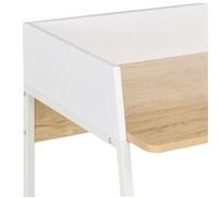 Bureau d'angle contemporain KIMISS - Blanc et chêne - Dos et planche surélevés - 90 x 60 x 88 cm