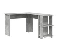Bureau d'angle en béton gris - vidaXL - Forme L - 113.5x140x75 cm - Gris Béton - Étagères intégrées - Assemblage simple