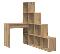 Bureau d'angle en bois d'ingénierie avec étagères, 101,5 x 149,5 x 149,5 cm | Meuble d'étude, montage adaptable, finition texturée, style contemporain, entretien au chiffon sec, stabilisation murale