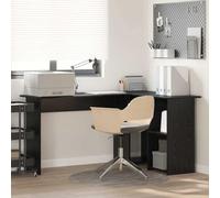 Bureau d'angle en Bois d'Ingénierie Chêne Noir 142 x 102 x 73 cm | Finition matte, surface -rayures, rangement intégré, montage facile, usage quotidien, style contemporain