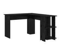 vidaXL Bureau d'angle Chêne Noir 140 x 113,5 x 75 cm Bois d'ingénierie, Bureau d'angle Moderne, Station de Travail L, Ergonomique avec étagères, Pratique pour Le Bureau à la Maison