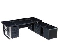 Bureau d'angle en cuir gris avec MDF et acier inoxydable, moderne