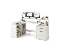 Bureau d'angle en L avec station de recharge et tiroirs de classement 166x90x92 cm