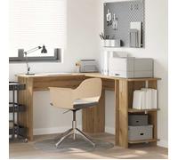 Bureau d'angle en L style moderne contemporain - Chêne artisanal - Bois d'ingénierie - 140 x 113,5 x 75 cm - pour bureau à domicile