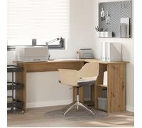 Bureau d'angle en L style moderne contemporain - Chêne artisanal - Bois d'ingénierie - 142 x 102 x 73 cm - pour bureau à domicile