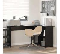Bureau d'angle en L style moderne contemporain - Chêne noir - Bois d'ingénierie - 142 x 102 x 73 cm - pour bureau à domicile