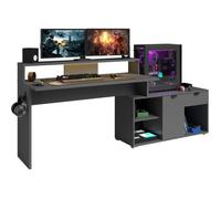 Bureau d'angle Gamer modulable avec led - WORTEX - Gris ombre - 167,7/229,2 x 59,7/109,7 x 94,8 cm - PARISOT