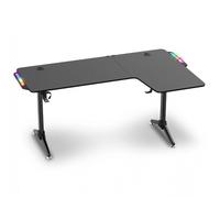 Spirit Of Gamer HEADQUARTER 600, Bureau d'Angle Gaming 160 cm, Grand Bureau Gamer avec Porte Gobelet, Crochet pour Casque et Support pour Câble, Table avec Rétroéclairage LED, Créez votre Setup Gaming