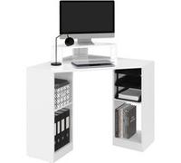IDMarket Bureau d'angle HARRY – Gain de place, bureau informatique avec rangements – Blanc