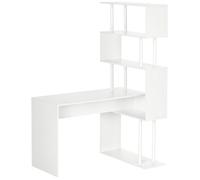 Bureau d'angle - HOMCOM - avec étagères rangement forme en L étude bureau travail - bois - 120x80x176cm - blanc