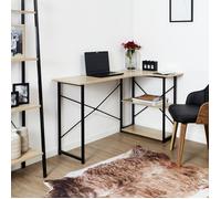 HOME DECO FACTORY – Bureau d'angle HD7109 – Étagère intégrée, métal & chêne, 120×74×74 cm – Noir