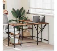 Bureau d'angle industriel VIDAXL 139×139×75 cm - Bois ancien, 4 étagères