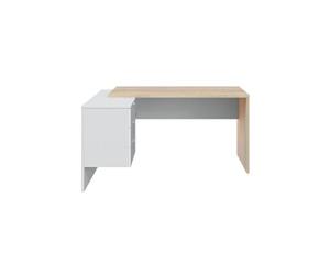 Bureau d'angle JIMI L145cm x P108cm - Blanc et bois