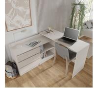 Bureau d'angle MAJA 130 cm cachemire avec 3 tiroirs