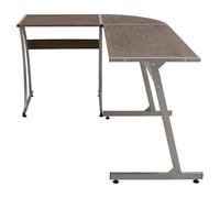Bureau d'angle marron 152 x 117 x 74 cm Bois multicouche | Bois multicouche, support métallique, design en L, grand espace, assemblage requis