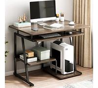 Bureau d'angle moderne en chêne de 81,3 cm avec plateau pour clavier - Table de bureau élégante pour PC et ordinateur portable, design peu encombrant pour les petits espaces de travail