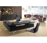 Bureau d'angle moderne en MDF et acier inoxydable aspect bois