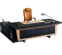 Bureau d'angle moderne en MDF et acier inoxydable noir